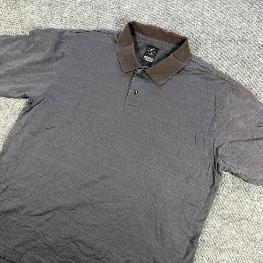 Nike Golf Pinstripe Cotton Polo Shirt Charcoal Grey Large Gorpcore Dadcore